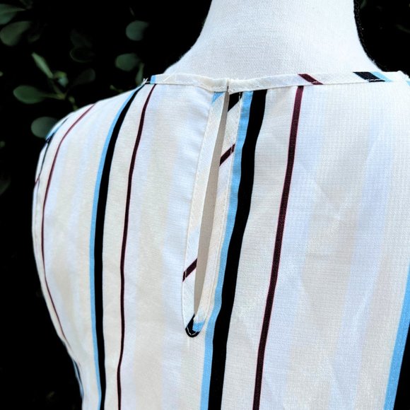 English Factory Dramatic Sleeveless High Low Poplin Striped Shirt M - Picture 13 of 15